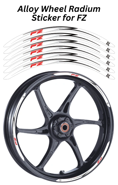 Alloy Wheel Radium Sticker Compatible with FZ | Made in Premium Radium with FPF (Fade Protection Film), Waterproof, Precut Sticker, Pack Of 12